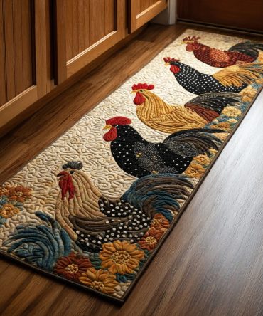 Jolly Farmhouse Chicken Runner Rug – Whimsical Country Hallway Accent, Durable Low-Profile Runner With Non-Slip Backing For Kitchens