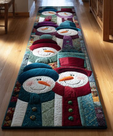 Jolly Snowman Holiday Runner Rug — Playful Festive Corridor Accent With Snowman Motifs, Low-Pile Non-Slip Rug For Seasonal Cheer