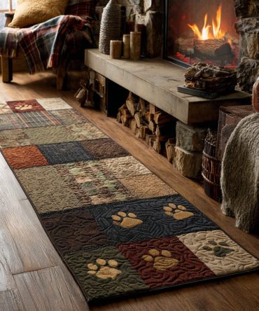 Joyful Paws Pet-Themed Runner Rug — Playful Paw Print Hallway Runner, Durable Low-Profile Pile, Non-Slip Backing, Easy-Clean