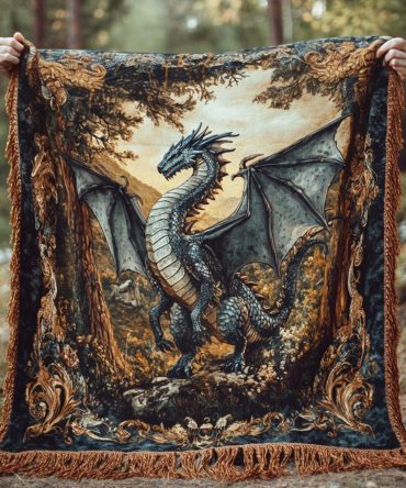 Winged Guardian Legends Woven Throw - Majestic Dragon Wing Design Sofa Blanket, Premium Cozy Accent For Living Room & Gift