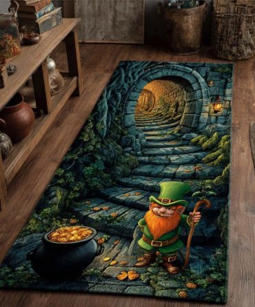 Leprechaun Secret Path Runner Rug — Charming Green Hallway Carpet, Fade-Resistant Low-Pile Runner With Non-Slip Backing & Easy Care