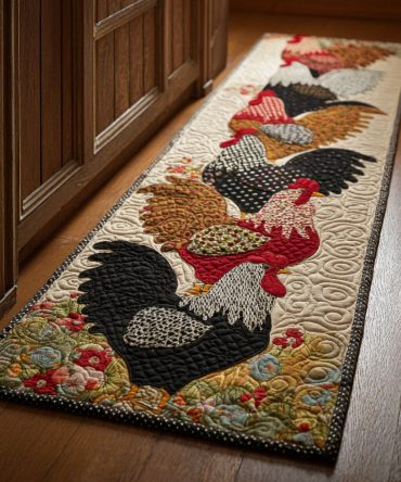 Adorable Little Peckers Runner Rug — Country Kitchen & Hallway Runner, Low-Profile, Stain-Resistant, Easy-Care Farmhouse Accent