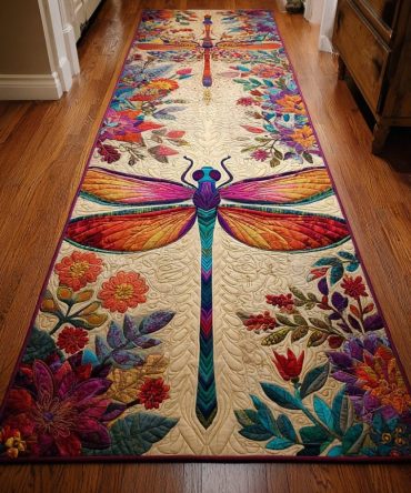 Lovely Dragonfly Runner Rug — Charming Hallway & Entryway Accent, Low-Profile Non-Slip Design, Durable & Easy-Care Flooring Décor