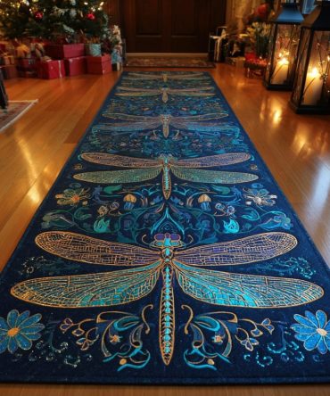 Magic Dragonfly Runner Rug — Whimsical Hallway & Entryway Runner, Durable Low-Profile Construction With Non-Slip Grip & Easy Care