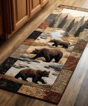 Majestic Bear Premium Hallway Runner Rug — Bold Wildlife Accent Runner, Low-Pile & Non-Slip For Entryway, Staircase, And Lodge Decor