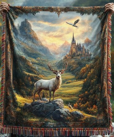 Mountain Peaks Woven Throw Blanket — Majestic Alpine Design For Sofa & Bed, Soft Durable Cotton-Blend Throw