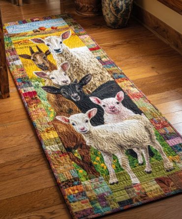 Meadow Companions Runner Rug — Charming Floral & Animal Farmhouse Runner For Kitchen & Hallway, Non-Slip, Machine Washable