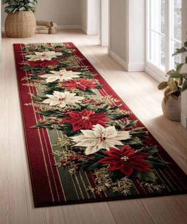 Merry Trail Holiday Runner Rug — Festive Hallway Carpet With Cheerful Motifs, Low-Pile Comfort & Secure Non-Slip Backing