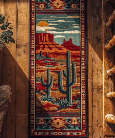 Mesa Horizon Desert Runner Rug — Earth-Toned Hallway Runner, Low-Pile, Stain-Resistant, Non-Skid Backing, Easy-Maintenance For High Traffic