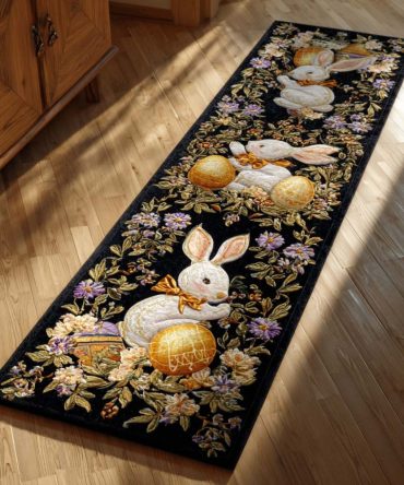 Midnight Bloom Runner Rug — Dramatic Dark Floral Hallway Carpet, Low-Pile Durable Runner With Non-Skid Backing & Fade-Resistant Colors