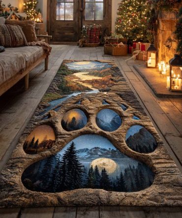 Moonlit Journey Celestial Runner Rug For Hallway — Night Sky & Stars Motif, Soft Low-Pile Comfort, Durable Fade-Resistant Print, Perfect For Entryways