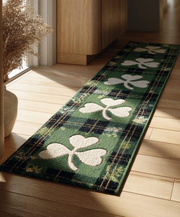Mossy Marvel Nature-Inspired Runner Rug - Green Botanical Hallway Runner, Durable Low-Pile, Fade-Resistant & Non-Slip Backing