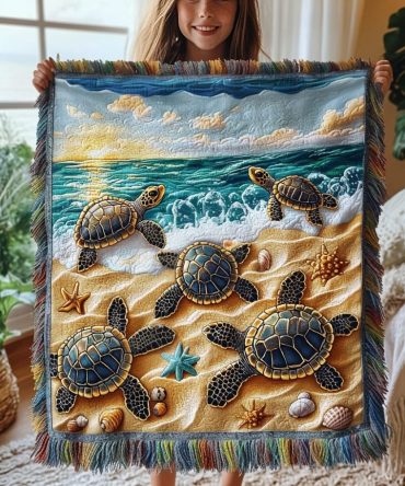Mystic Tides Premium Woven Throw — Ocean-Inspired Decorative Blanket For Sofa & Bed , Soft, Breathable, Machine Washable