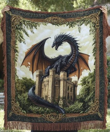 Mystic Wyvern Luxe Throw — Enchanting Woven Blanket For Couch & Reading Nook , Soft Cotton-Blend, Decorative & Easy Care
