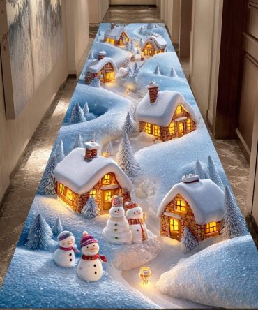 Northern Light Path Aurora Runner Rug - Vibrant Northern Lights Design, Durable Low-Pile Non-Slip Runner For Entryway, Bedroom & Hallways