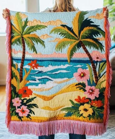 Ocean Horizon Gradient Woven Throw — Stylish Sofa Blanket For Modern Coastal Homes, Soft Decorative Couch Accent