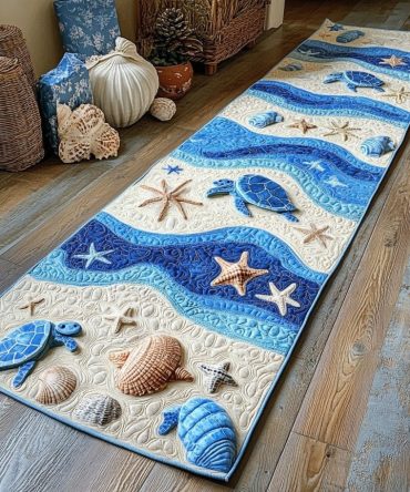 Ocean Turtle Runner Rug — Marine-Themed Hallway Runner, Soft Yet Durable, Non-Slip Backing And Easy Maintenance For Coastal Décor