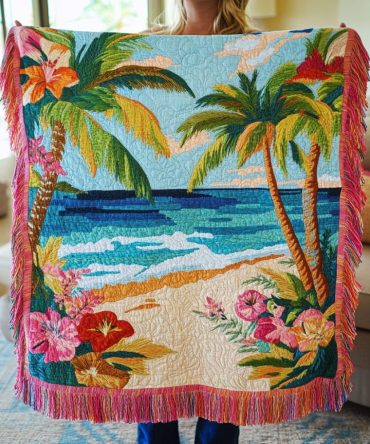 Paradise Escape Tropical Woven Throw — Lush Decorative Sofa Blanket For Relaxed Coastal & Boho Living Spaces