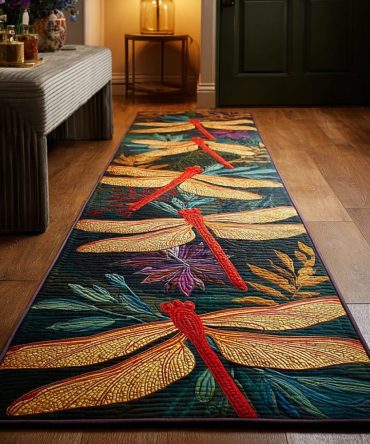 Peaceful Dragonfly Runner Rug — Serene Hallway & Entryway Runner With Soft Texture, Anti-Slip Backing, Low-Maintenance Design