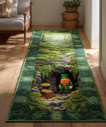 Lucky Pot O' Gold Runner Rug — Vibrant St. Patrick'S Day Hallway Carpet, Fade-Resistant Low-Pile Runner, Non-Slip & Easy Clean