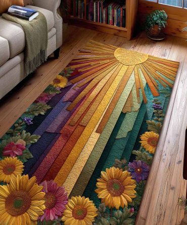 Prairie Sunburst Runner Rug — Vibrant Floral Hallway & Entryway Accent, Durable Low-Pile Carpet For Stairs And High-Traffic Areas