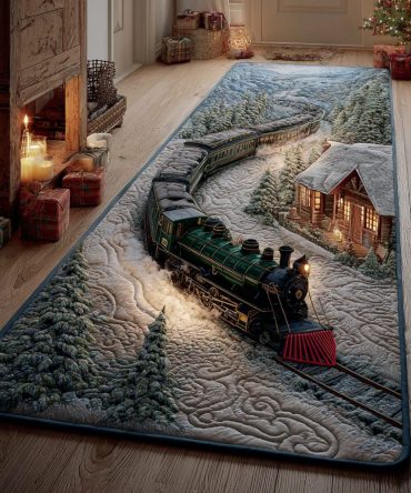 Rail Line Vintage Train Runner Rug – Track-Themed Hallway Accent, Durable Low-Pile Construction, Easy-Clean & Non-Slip For Kids’ Rooms