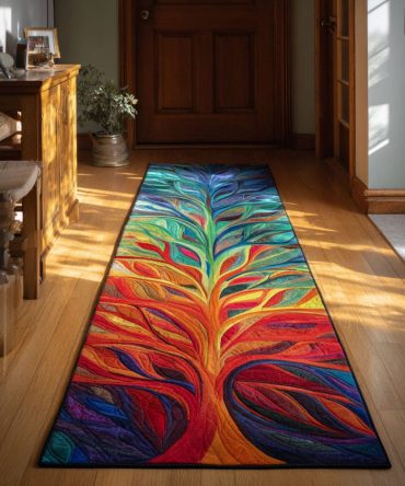 Rainbow Roots Path Runner Rug – Colorful Botanical Runner With Vibrant Root Motif, Fade-Resistant Non-Slip Design For Hallways & Entryways