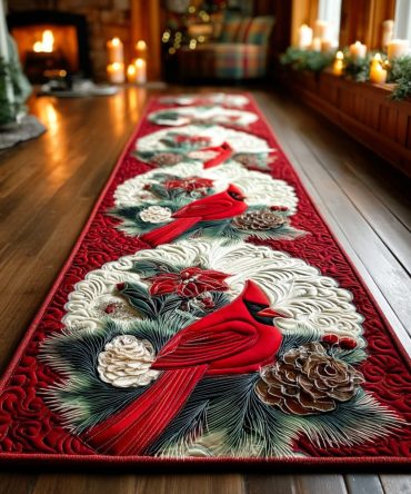Red Feather Haven Runner Rug - Vibrant Cardinal Hallway Runner, Plush Washable Non-Slip Rug For Entry & Living Spaces