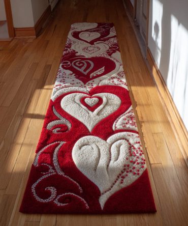 Premium Red Scroll Runner Rug For Valentine Decor — Romantic Hallway & Wedding Aisle Runner, Soft Durable, Machine-Washable
