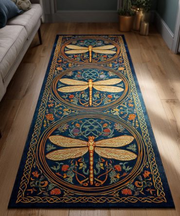 Regal Flight Runner Rug — Sophisticated Winged Motif Hallway Carpet, Durable Construction, Non-Slip Backing & Easy-Clean Fibers