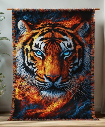 Roar Of The Wild Woven Throw — Bold Animal Print Sofa Blanket, Safari-Inspired Couch Accent For Dramatic Living Room Style