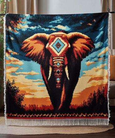 Royal Stomp Statement Jacquard Throw - Bold Woven Couch Blanket, Reversible Regal Motif For Luxe Living Room & Statement Decor