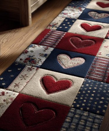 Rustic Love Low-Pile Runner Rug - Warm Country Runner For Hallway & Entry, Durable Stain-Resistant Fibers, Non-Slip & Easy Clean