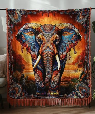 Boho Sacred Trunk Woven Sofa Throw Blanket - Soft Cotton-Blend, Lightweight Yet Warm, Fringe Edge, Stylish Living Room Accent