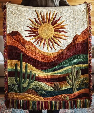 Desert Saguaro Magic Woven Throw — Southwestern Cactus Sofa Blanket, Cozy Boho Couch Accent For Living Room & Patio
