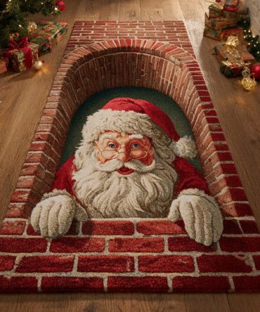 Santa Archway Holiday Runner Rug — Christmas Entryway Rug With Festive Graphics, Non-Slip, Low-Pile & Easy-Clean Seasonal Accent