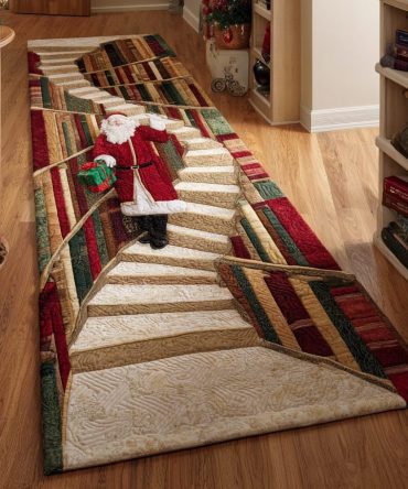 Santa Delight Runner Rug — Cheerful Holiday Hallway Carpet, Low‑Pile Non‑Slip Runner Featuring Santa Design For Entryway & Home