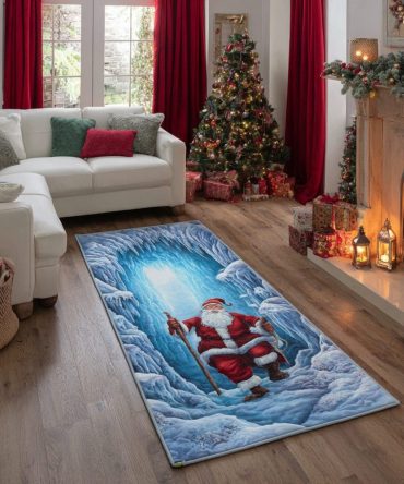 Santa Glow Runner Rug — Bright Festive Hallway Carpet With Santa Motif, Durable Non‑Slip Runner For Holiday Entryways & Kitchens