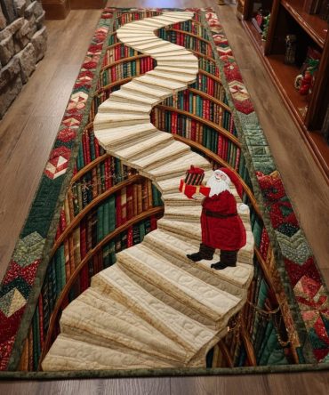 Santa Harmony Holiday Runner Rug - Festive Santa Hallway Carpet For Christmas Entryway, Durable Non-Slip Seasonal Runner
