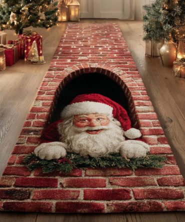 Festive Santa Tunnel Holiday Runner Rug — Christmas Hallway Runner, Non-Slip Backing, Durable Low-Pile, Machine-Washable Seasonal Décor