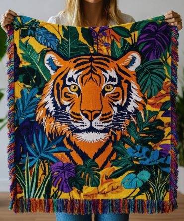 Savage Beauty Woven Throw Blanket For Sofa — Bold Animal-Print Jacquard Throw, Luxe Soft Home Accent, Gift For Wildlife Lovers