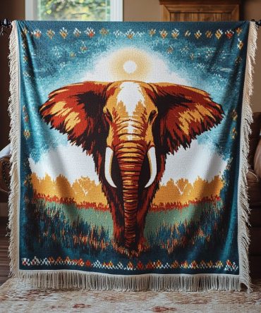 Savanna Guardian Tribal Jacquard Throw - Earthy Woven Couch Blanket, Reversible Ethnic Accent For Rustic & Modern Homes