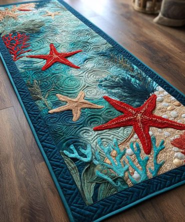 Sea Breeze Coastal Runner Rug - Lightweight Beach Runner For Hallway With Gentle Waves Pattern, Fade-Resistant & Easy-Care Design