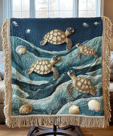 Sea Serenity Coastal Woven Throw — Elegant Ocean-Themed Sofa Blanket, Soft Cotton-Blend Accent For Tranquil Living Rooms & Bedrooms