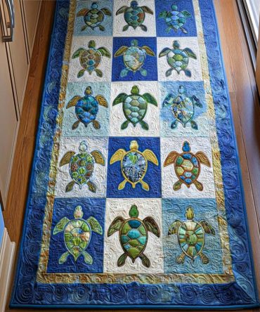 Nautical Sea Runner Rug — Sea Wisdom Coastal Design, Durable Non-Slip Hallway Runner For Beach House, Entryway & Kitchen