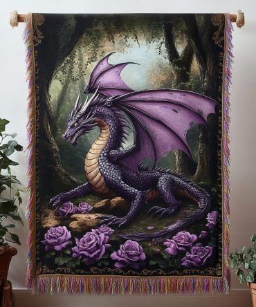 Shadowfang Gothic Woven Throw — Dark Elegance Decorative Blanket For Sofa & Bedroom , Soft, Durable, Machine Washable
