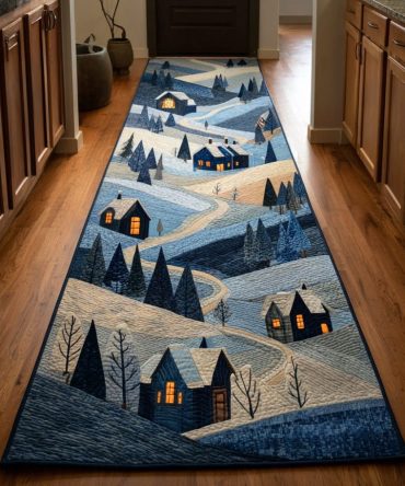 Silent Night Hallway Runner Rug - Cozy Midnight-Themed Runner For Entry, Bedroom Hallways & Living Spaces