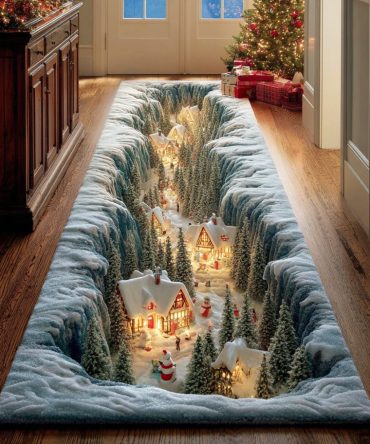 Premium Snow-Pattern Hallway Runner Rug — Low-Pile, Non-Slip, Fade-Resistant, Machine-Washable For Entryways