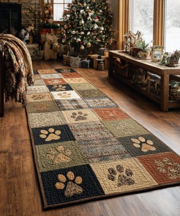 Snowy Prints Runner Rug — Modern Winter Hallway Carpet With Subtle Snowflake Pattern, Fade-Resistant & Anti-Skid Backing