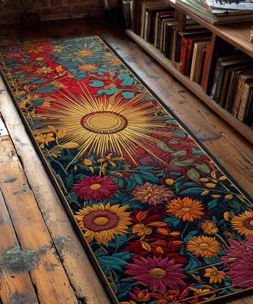 Solar Bloom Runner Rug — Energetic Floral Runner For Hallway & Entry, Resilient Low-Pile Construction, Fade-Resistant Colors For Long-Lasting Brightness